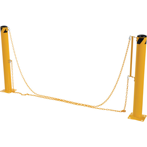 Dock Chain Barrier Bollard System, Steel, 42" H x 6-5/8" W, Yellow Trail Hammer and Bolt
