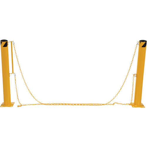 Dock Chain Barrier Bollard System, Steel, 42" H x 6-5/8" W, Yellow Trail Hammer and Bolt