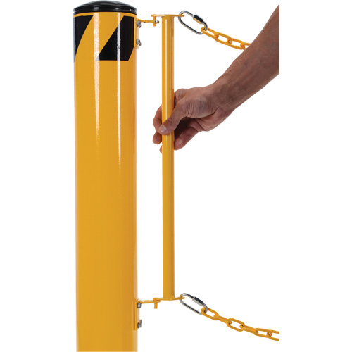 Dock Chain Barrier Bollard System, Steel, 42" H x 6-5/8" W, Yellow Trail Hammer and Bolt