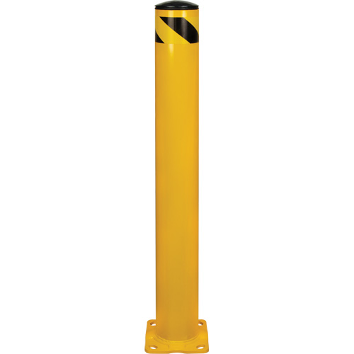 Safety Bollard, Steel, 42" H x 5-1/2" W, Yellow Trail Hammer and Bolt