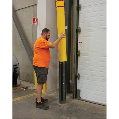 Polyethylene Bollard Cover, 6-5/8" Dia. x 52" L, Red/Yellow Trail Hammer and Bolt