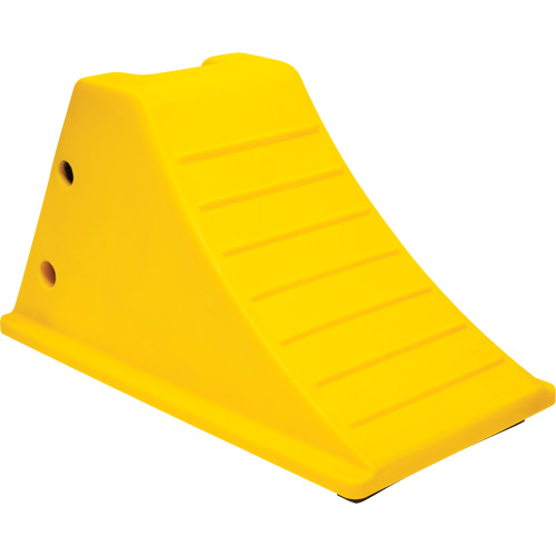 Wheel Chocks with Rubber Tread, Polyurethane, Yellow, 11-1/4" W x 21" D x 12-1/4" H Trail Hammer and Bolt