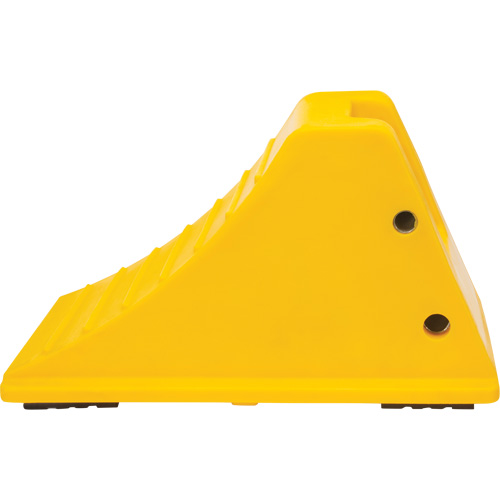 Wheel Chocks with Rubber Tread, Polyurethane, Yellow, 11-1/4" W x 21" D x 12-1/4" H Trail Hammer and Bolt