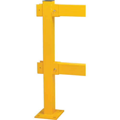 In-Line Post for Light-Duty Guard Rails, Steel, 42" H, Safety Yellow Trail Hammer and Bolt
