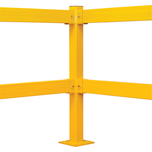 Poteau de coin pour garde-corps l&eacute;gers, Acier, 42" h, Jaune s&eacute;curit&eacute; OSHA Trail Hammer and Bolt