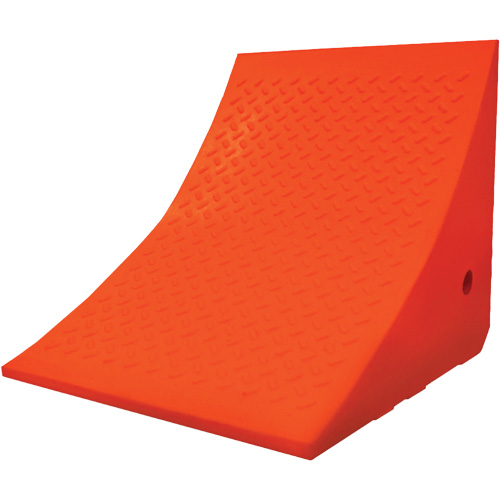 70 Ton Large Equipment Wheel Chock, Urethane, Orange Trail Hammer and Bolt