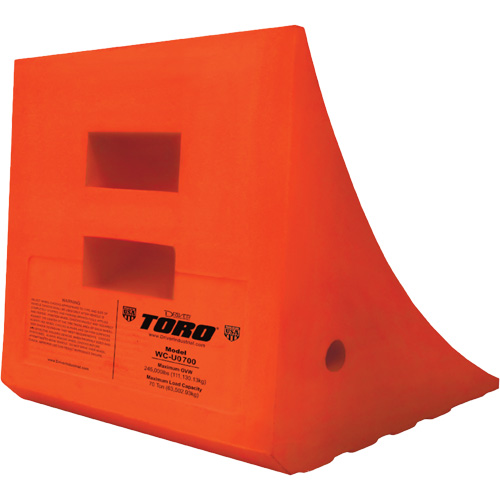 70 Ton Large Equipment Wheel Chock, Urethane, Orange Trail Hammer and Bolt