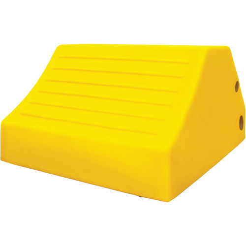 165 Ton Large Equipment Wheel Chock with Handle & Hole, Urethane, Yellow Trail Hammer and Bolt