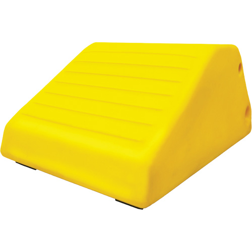 255 Ton Large Equipment Wheel Chock with Handle & Hole, Urethane, Yellow Trail Hammer and Bolt