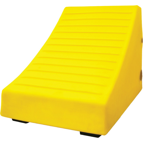400 Ton Large Equipment Wheel Chock with Handle & Hole, Urethane, Yellow Trail Hammer and Bolt