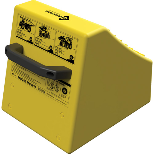 Checkers Safety Heavy-Duty Ultra Class Mining Wheel Chock without Bracket, HDPE, Yellow, 14-1/2" W x 17-1/2" D x 16" H Trail Hammer and Bolt