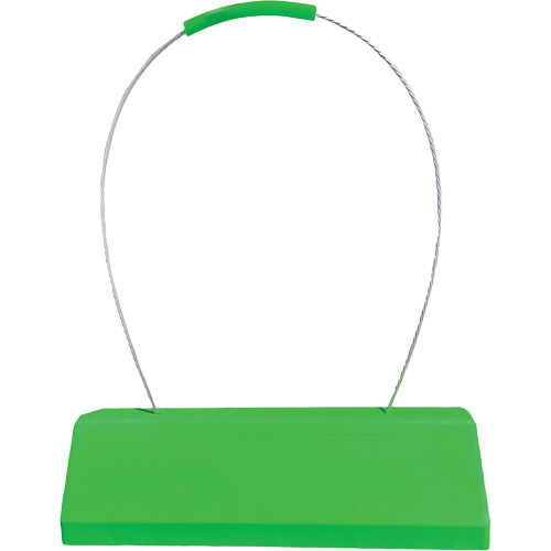Cale de roue pour avion Checkers Safety SafeRay avec poign&eacute;e &agrave; c&acirc;ble ergonomique, Ur&eacute;thane, Vert fluorescent, 24" la x 8" p x 6" h Trail Hammer and Bolt