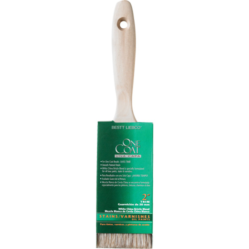 One Coat Trim & Wall Brush, White China, Wood Handle, 2" Width Trail Hammer and Bolt