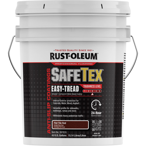 SafeTex&reg; Easy-Tread Acrylic Coating, 4 gal., Water-Based, Flat Finish/Textured, Red Trail Hammer and Bolt