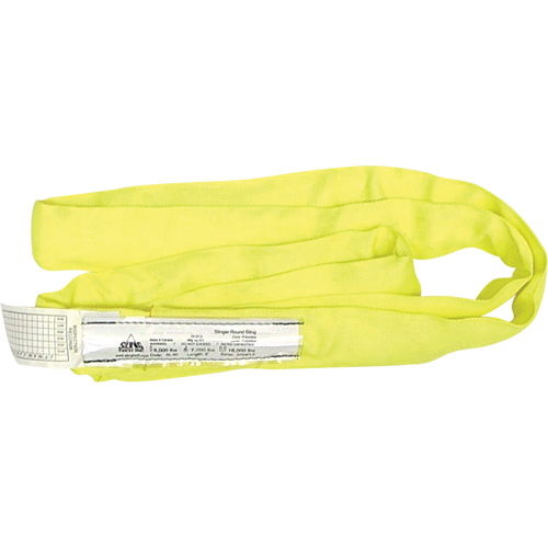 Round Slings, Yellow, 2" W x 6' L, 9000 lbs. Vertical Load Trail Hammer and Bolt