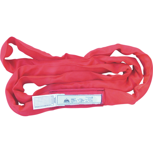 Round Slings, Red, 3" W x 6' L, 14000 lbs. Vertical Load Trail Hammer and Bolt