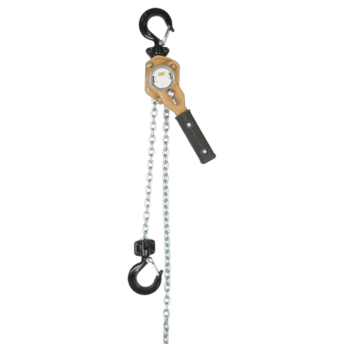 Heavy Duty Gold Series Lever Chain Hoist, 10' Lift, 500 lbs. (0.25 tons) Capacity, Alloy Steel Chain Trail Hammer and Bolt