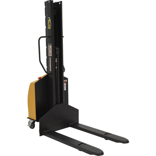Narrow Mast Powered Lift Stacker, Electric Operated, 1000 lbs. Capacity, 63" Max Lift Trail Hammer and Bolt