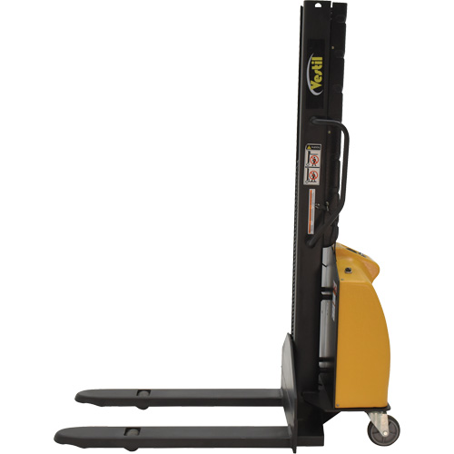 Narrow Mast Powered Lift Stacker, Electric Operated, 1000 lbs. Capacity, 63" Max Lift Trail Hammer and Bolt