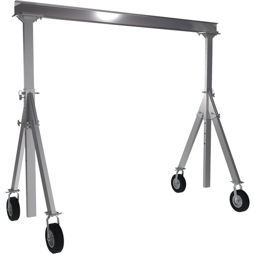 Adjustable Aluminum Gantry Crane, 10' L, 1500 lbs. (0.75 tons) Capacity Trail Hammer and Bolt