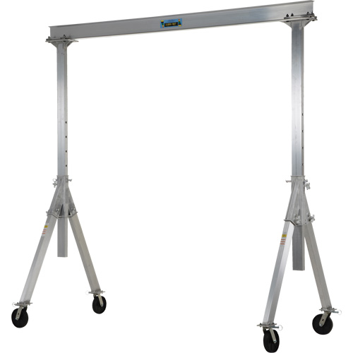 Adjustable Aluminum Gantry Crane, 8' L, 2000 lbs. (1 tons) Capacity Trail Hammer and Bolt