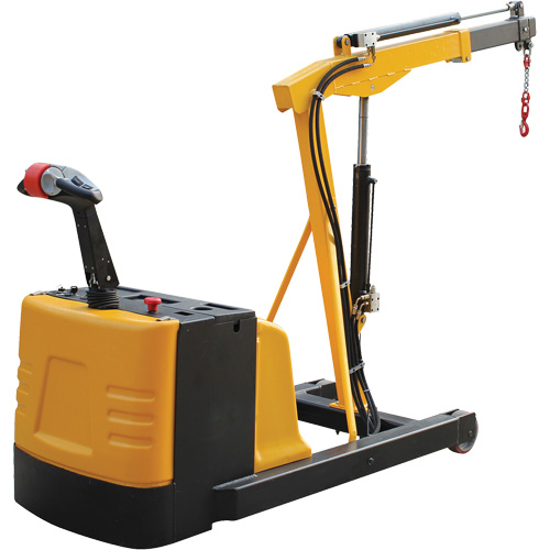Electric Powered Floor Crane, 8.8' Lift, 1500 lbs. (0.75 tons), 44-1/4" Arm, 62-1/4" H Trail Hammer and Bolt
