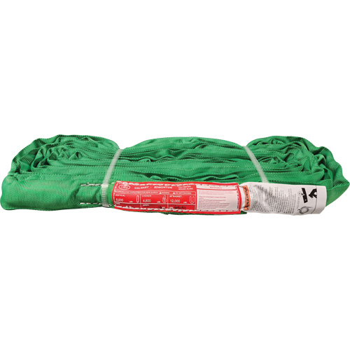 Polyester Round Sling, Green, 12' L, 6000 lbs. Vertical Load Trail Hammer and Bolt