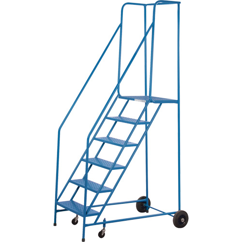 Escabeau roulant certifi&eacute; par la CSA, 6 marches, Largeur de la marche 22", Hauteur de la plateforme 55", Acier Trail Hammer and Bolt
