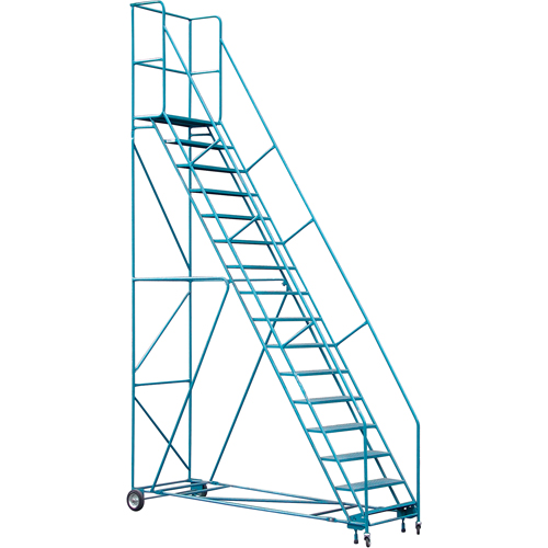 Escabeau roulant certifi&eacute; par la CSA avec pied verrouillable, 16 marches, Largeur de la marche 30", Hauteur de la plateforme 144", Acier Trail Hammer and Bolt