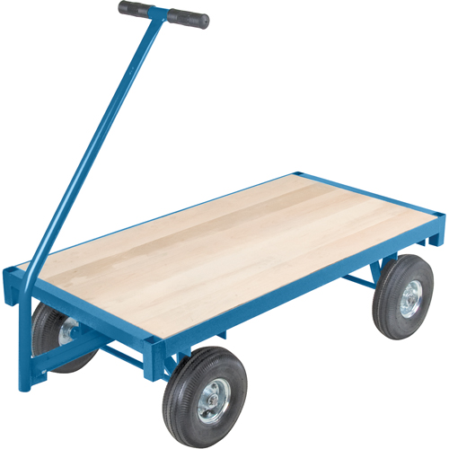 Ergonomic Platform Wagon Trucks, 24" W x 48" L, 45" Handle, 1000 lbs. Capacity, 10" Wheel Dia., Pneumatic Wheels Trail Hammer and Bolt
