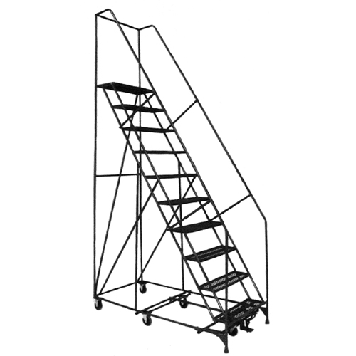 All Directional Ladders, 10 Steps, 24" Step Width, 100" Platform Height, Steel Trail Hammer and Bolt