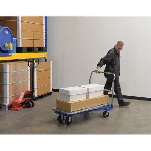 Platform Cart, 48" L x 24" W, 1500 lbs. Capacity, Mold-on Rubber Casters Trail Hammer and Bolt