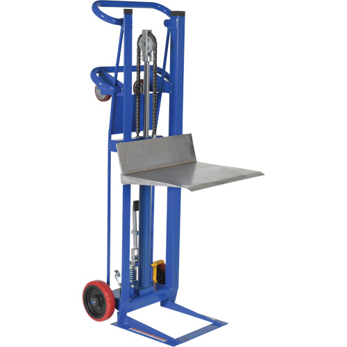 Hydra Lift Platform Stacker, Foot Pump Operated, 750 lbs. Capacity, 52" Max Lift Trail Hammer and Bolt