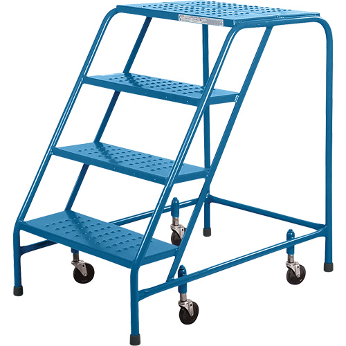 CSA Rolling Step Ladder, 4 Steps, 22" Step Width, 37" Platform Height, Steel Trail Hammer and Bolt
