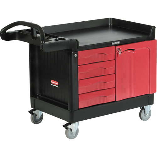 Armoires mobiles & centres de travail Trademaster, 4 tiroirs, 49" lo x 26-1/4" la x 38" h, Noir Trail Hammer and Bolt