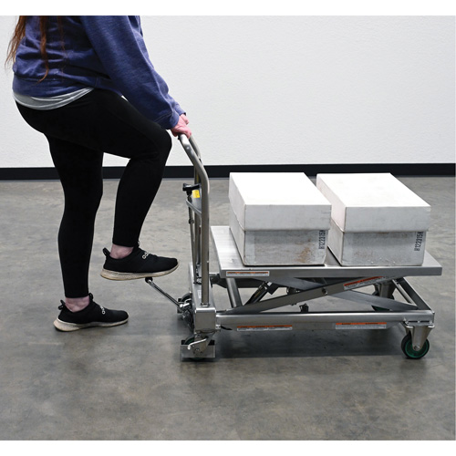 Hydraulic Scissor Lift Table, 31-1/2" L x 19-1/2" W, Stainless Steel, 550 lbs. Capacity Trail Hammer and Bolt