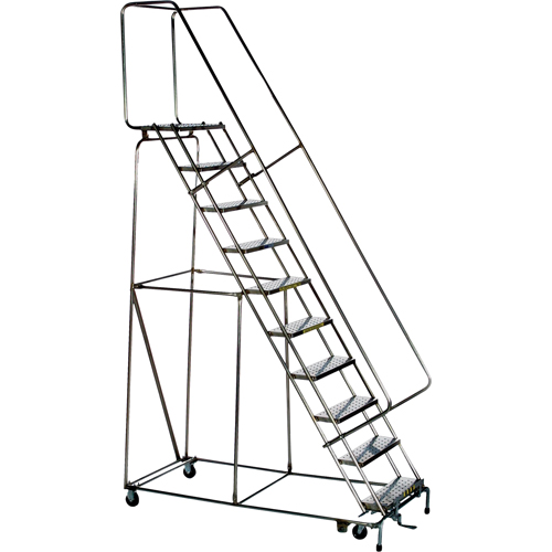 &eacute;chelles roulantes &agrave; marche verrouillable, 8 marches, Largeur de la marche 24", Hauteur de la plateforme 80", Acier inoxydable Trail Hammer and Bolt