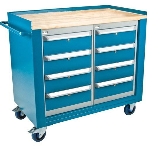 Industrial Duty Mobile Service Workbenches, Wood Surface Trail Hammer and Bolt