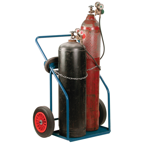 Gas Cylinder Carts, Rubber Wheels, 13" W x 25" L Base, 1000 lbs. Trail Hammer and Bolt