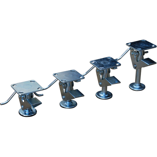 Floor Lock Brakes - Standard Duty, 6-13/16" Extended Height, 5-3/4" Retracted Height, Galvanized Trail Hammer and Bolt