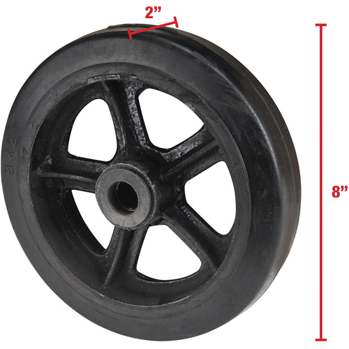 Roue en caoutchouc moul&eacute;, 8" (203 mm) dia. x 2" (51 mm) la, Capacit&eacute; de 400 lb (181 kg) Trail Hammer and Bolt