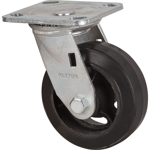 Roulette moul&eacute;, Pivotant, 5" (127 mm), Caoutchouc, 440 lb (199 kg) Trail Hammer and Bolt