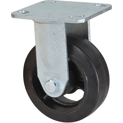 Mold-on Caster, Rigid, 5" (127 mm), Rubber, 440 lbs. (199 kg.) Trail Hammer and Bolt
