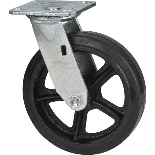 Roulette moul&eacute;, Pivotant, 8" (203,2 mm), Caoutchouc, 660 lb (299 kg) Trail Hammer and Bolt
