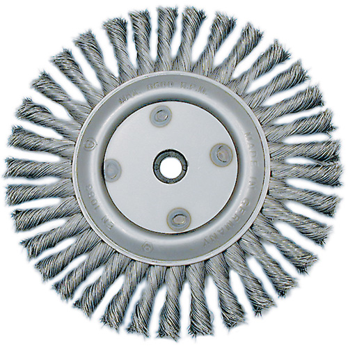 Knot Twisted Wire Wheel, 6" Dia., 0.02" Fill, 5/8"-1/2 Arbor, Steel Trail Hammer and Bolt