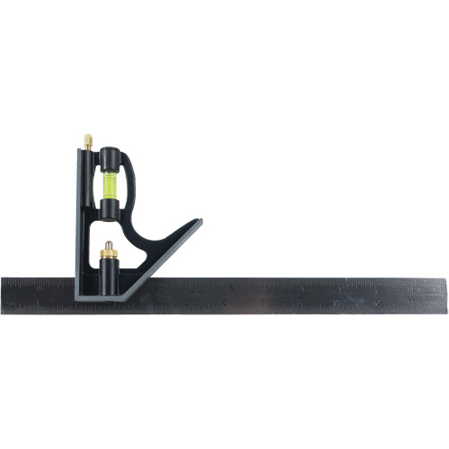 Combination Square, 12" L, Stainless Steel, Plain Trail Hammer and Bolt