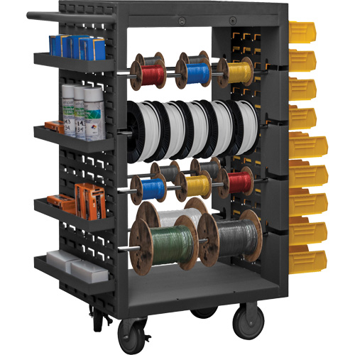 8 Rod Mobile Wire Spool Rack, Steel, 8 Rod, 18-1/8" W x 46-1/16" H x 32-1/4" D, 1200 lbs. Capacity Trail Hammer and Bolt