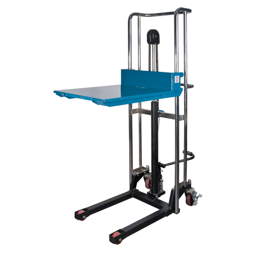 Hydraulic Platform Lift Stacker, Foot Pump Operated, 880 lbs. Capacity, 60" Max Lift Trail Hammer and Bolt