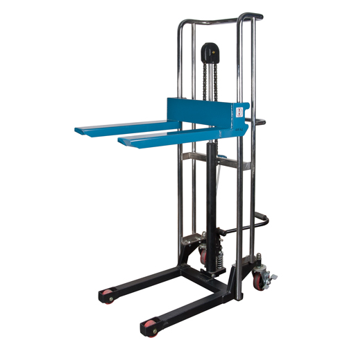 Hydraulic Platform Lift Stacker, Foot Pump Operated, 880 lbs. Capacity, 60" Max Lift Trail Hammer and Bolt