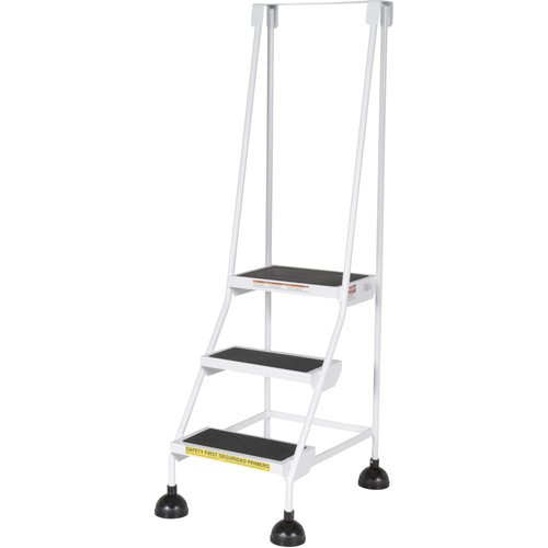 &eacute;chelles Stop-Step, 3 marches, Largeur de la marche 16", Hauteur de la plateforme 28-11/16", Acier Trail Hammer and Bolt